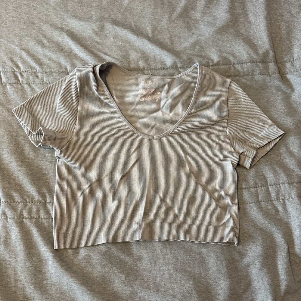 Wild Fable Light Gray Ribbed Crop Top